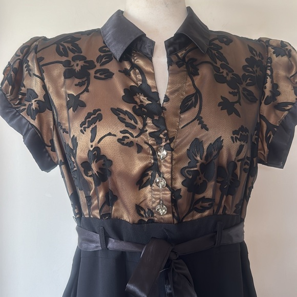 💕Robbie Bee Elegant Black and Gold Dance Dress 12 EUC - Picture 2 of 12